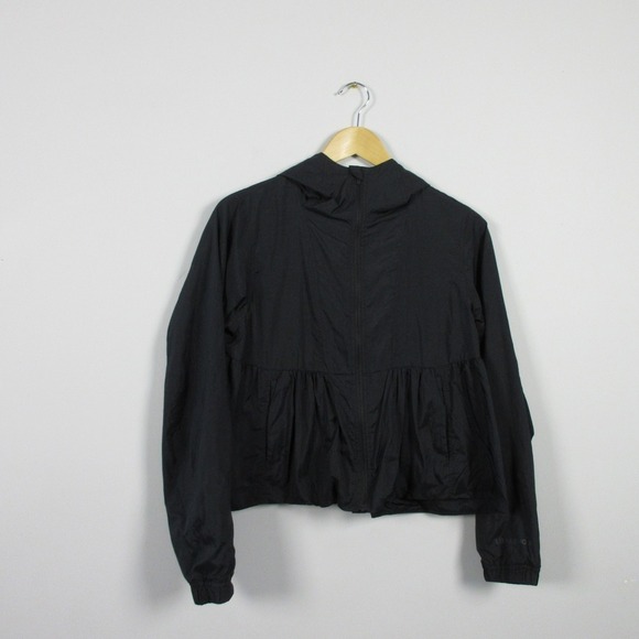 Lululemon Relaxed Fit Gathered Cropped Hoodie Jacket Women 2 Black Peplum 170 - Picture 1 of 13